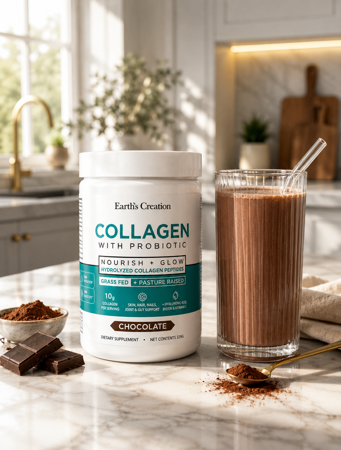 Grass-Fed Collagen Peptides with Probiotics – Chocolate